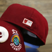 MLB cooperstown batterman logo on the Philadelphia Phillies Cooperstown Groovy World Series Champions Patch 59Fifty Fitted Cap | New Era Groovy Side Patch 5950