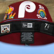 cooperstown collection and new era label on the Philadelphia Phillies Cooperstown Groovy World Series Champions Patch 59Fifty Fitted Cap | New Era Groovy Side Patch 5950