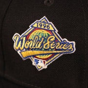 A close up of the 1996 World Series Patch embroidered on the front of the Derek Jeter All Over World Series Fitted Cap