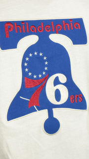 76ers liberty bell logo on the Philadelphia 76ers Liberty Bell logo Hardwood Classics Color Blocked Tee | Royal/Cream T-Shirt