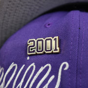world series pin on the Arizona Diamondbacks Cooperstown All Over Side Patch "Historic Champs" Gray UV 59Fifty Fitted Cap | Purple 59Fifty Fitted Cap