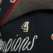 world series pin on the Atlanta Braves Cooperstown All Over Side Patch "Historic Champs" Gray UV 59Fifty Fitted Cap | Navy 59Fifty Fitted Cap