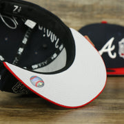 grey under visor of the Atlanta Braves Cooperstown All Over Side Patch "Historic Champs" Gray UV 59Fifty Fitted Cap | Navy 59Fifty Fitted Cap