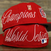 right and left wearer's side of the Cincinnati Reds Cooperstown All Over Side Patch "Historic Champs" Gray UV 59Fifty Fitted Cap | Reds 59Fifty Fitted Cap