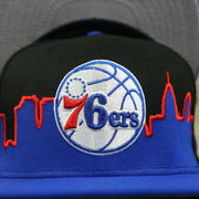 76ers logo on the Philadelphia 76ers Skyline Side Patch 59Fifty Fitted Cap | Philadelphia Skyline 5950