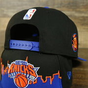 royal blue adjustable snap on the New York Knicks City Skyline Side Patch 9Fifty Snapback Hat | New York Skyline 950