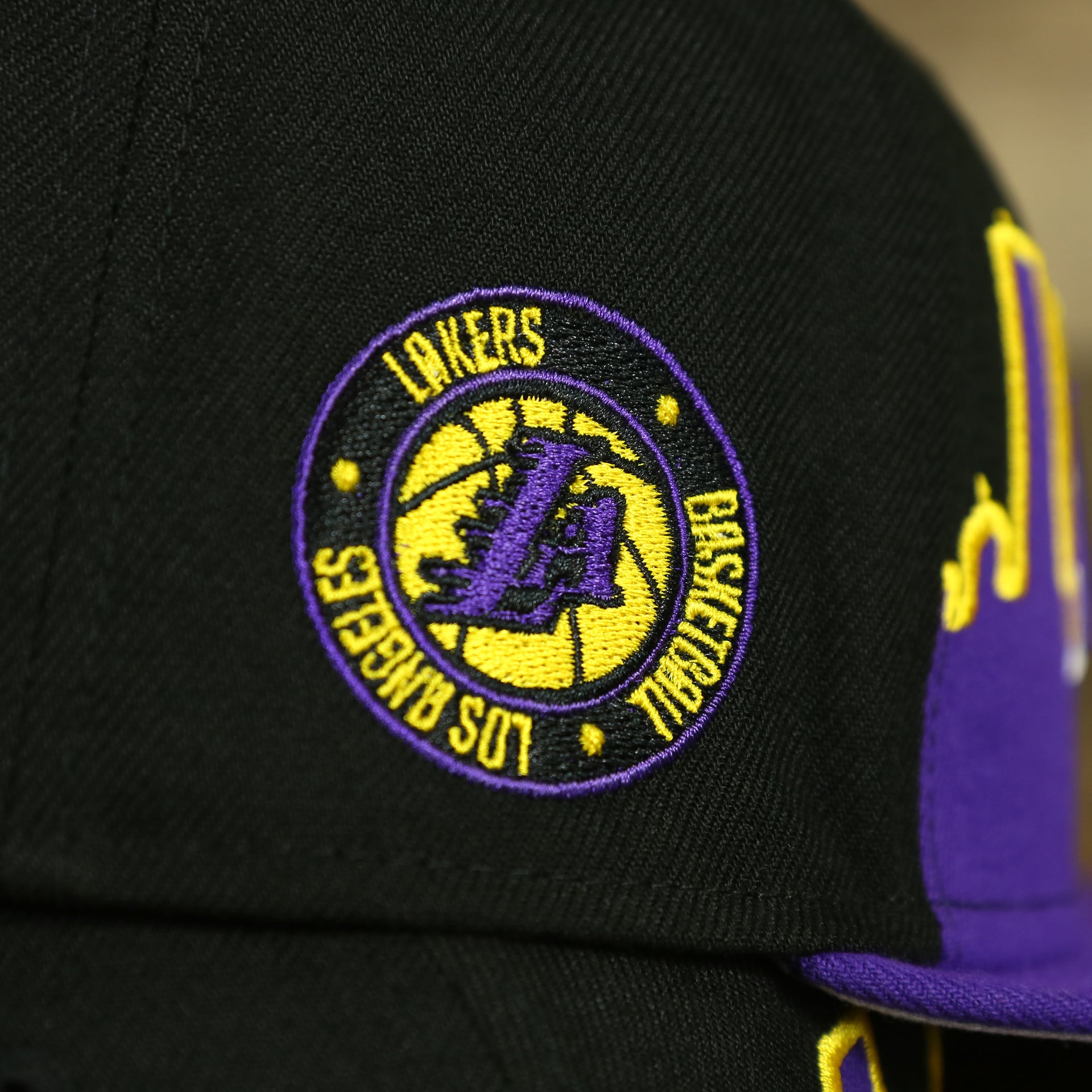 lakers side patch on the Los Angeles Lakers City Skyline Side Patch 9Fifty Snapback Hat | Los Angeles Skyline 950
