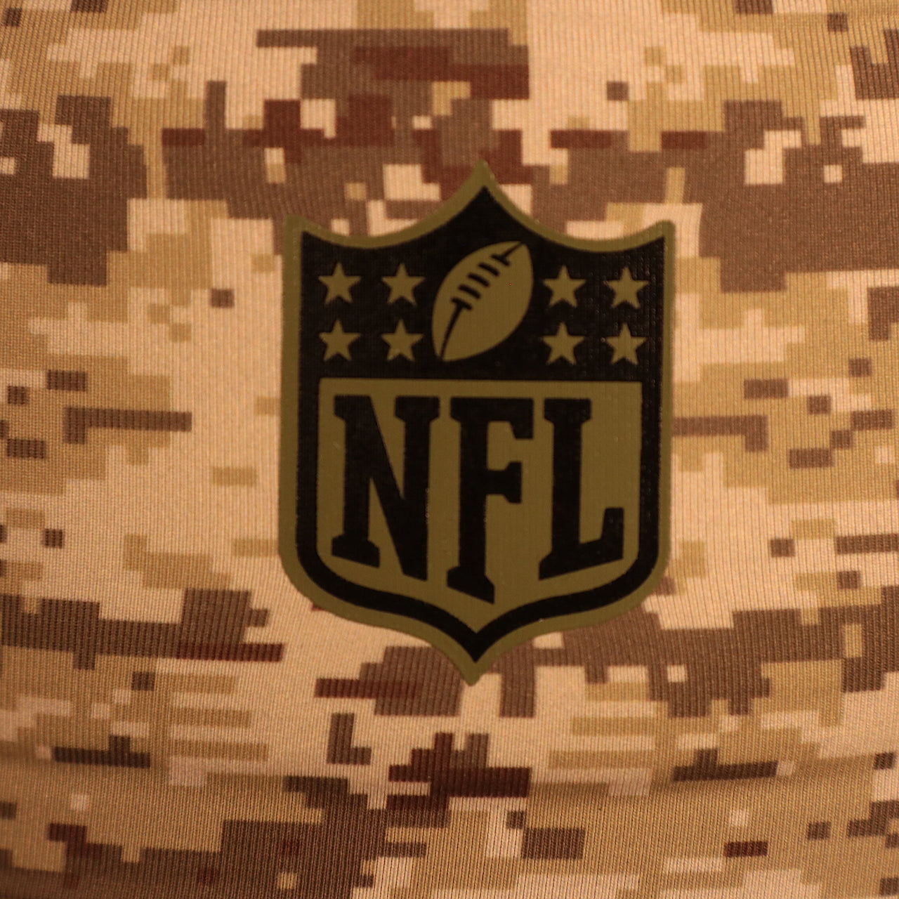 Close up of the NFL shield logo on the NFL Shield 2021 Salute To Service On Field Sideline Skull Headband