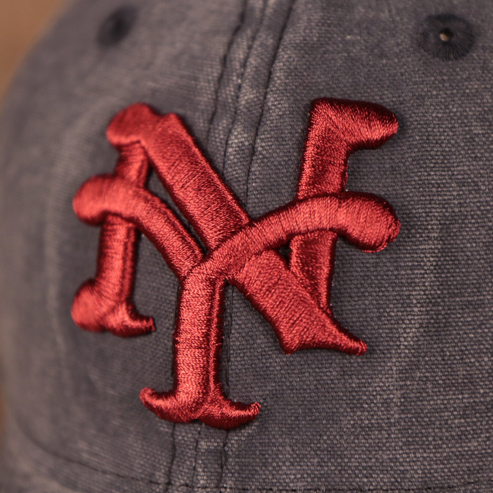 logo shot on the New York Cubans Negro Leagues Vintage 9Twenty Denim Dad Hat
