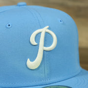 phillies logo on the Philadelphia Phillies Glow In The Dark 1952 All Star Game Patch Pink Bottom Side Patch 59Fifty Fitted Cap