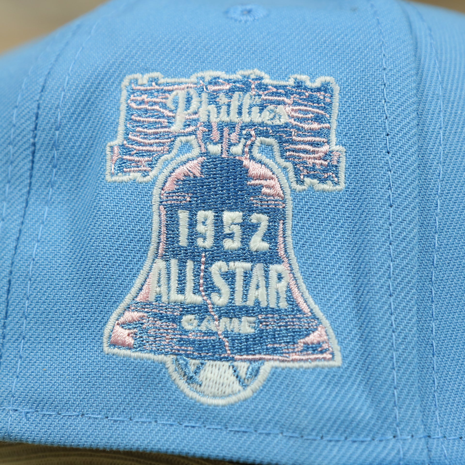 all star patch on the Philadelphia Phillies Glow In The Dark 1952 All Star Game Patch Pink Bottom Side Patch 59Fifty Fitted Cap