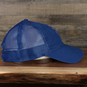 Wearer's right of the New York Mets 2022 MLB Batting Practice 9Twenty Trucker Dad Hat