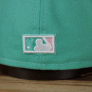 mlb logo on the Philadelphia Phillies 1952 Allstar Game Side Patch Pink Bottom 59Fifty Fitted Cap | Mint