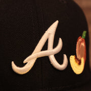Close up of the Braves logo on the Atlanta Braves City Transit All Over Side Patch Gray Bottom 59Fifty Fitted Cap