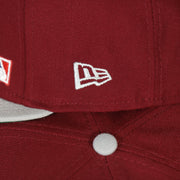 new era logo on the Philadelphia Phillies Throwback Green Bottom White Back Letter Arch 9Fifty Snapback | Back Word Arch Maroon 9Fifty