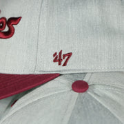 47 brand logo on the Cooperstown Phillies Wordmark Vintage Green Undervisor Side Patch Retro Snapback Hat | Gray Snapback