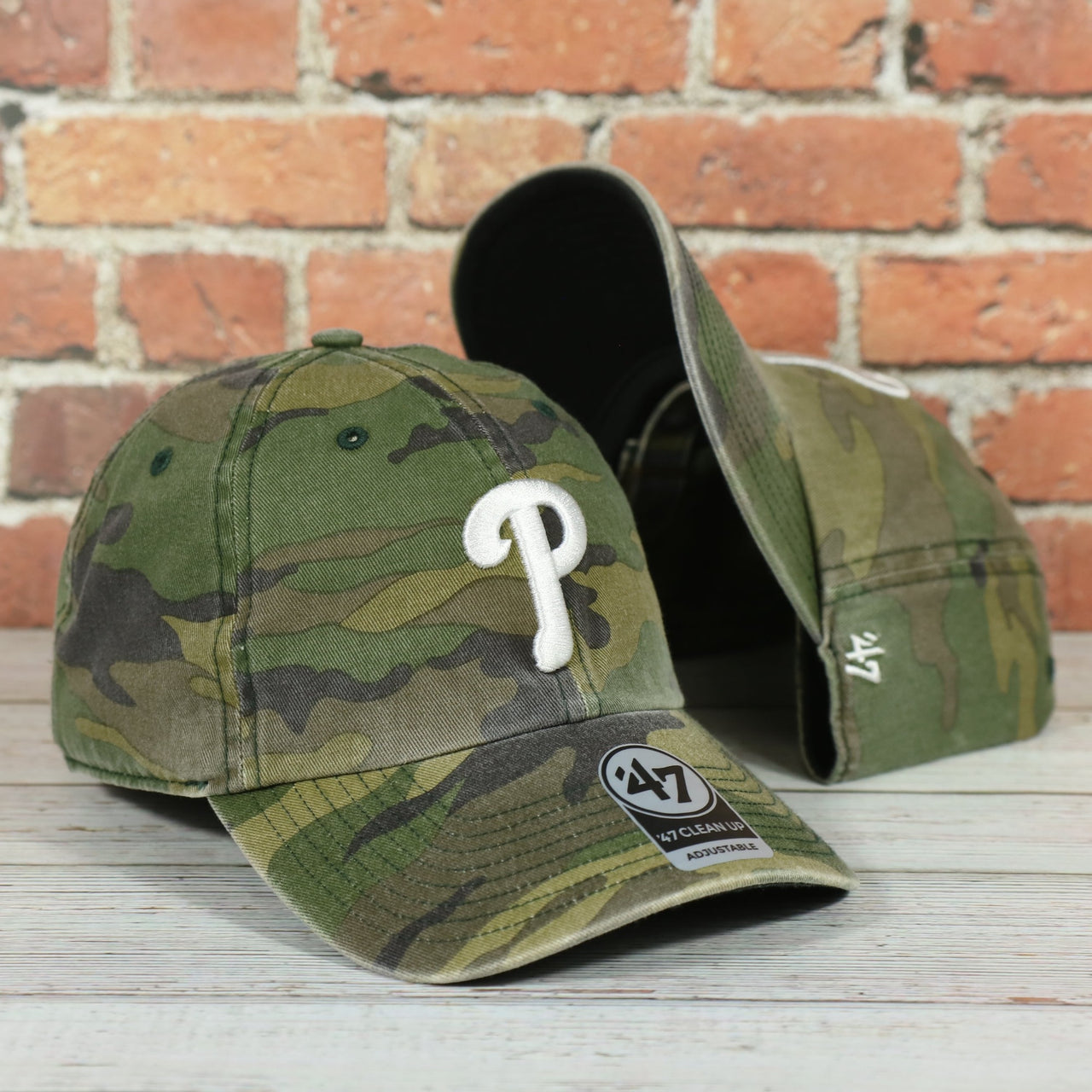 Philadelphia Phillies White Phillies Logo Camo Dad Hat | Camo Hat
