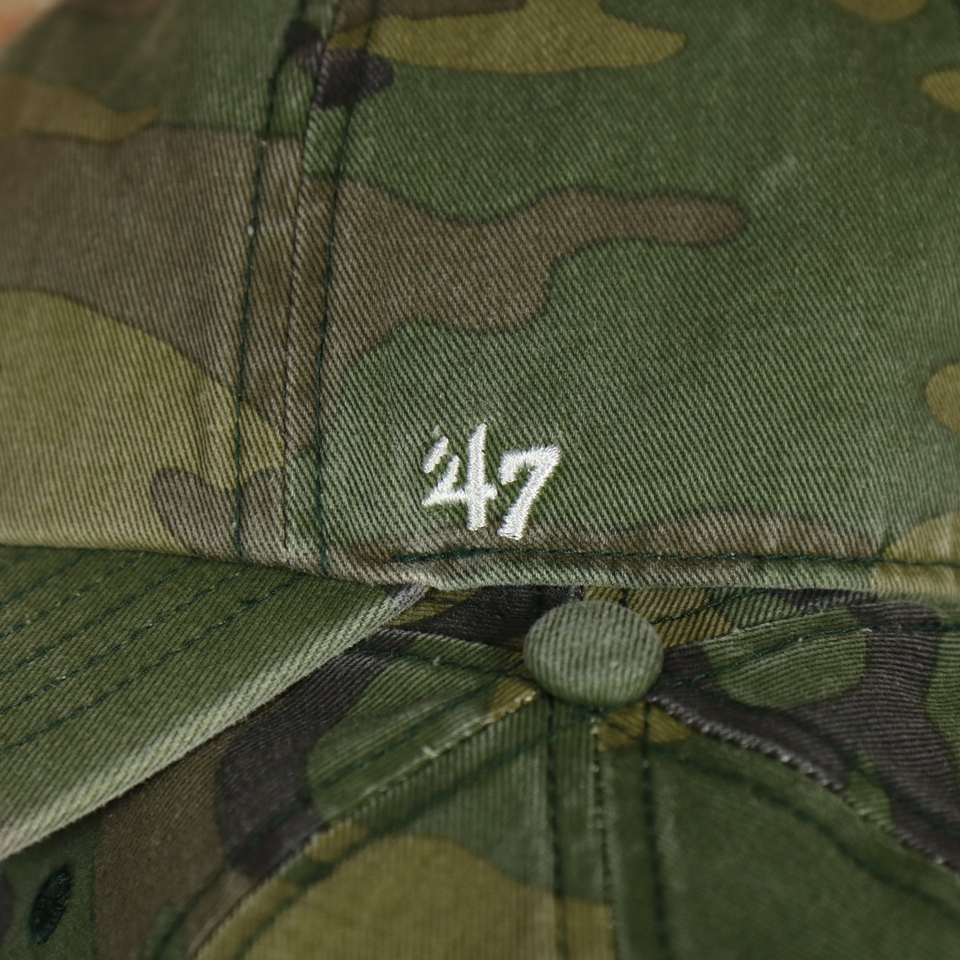 47 brand logo on the Philadelphia Phillies White Phillies Logo Camo Dad Hat | Camo Hat