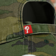 phillies label on the Philadelphia Phillies White Phillies Logo Camo Dad Hat | Camo Hat