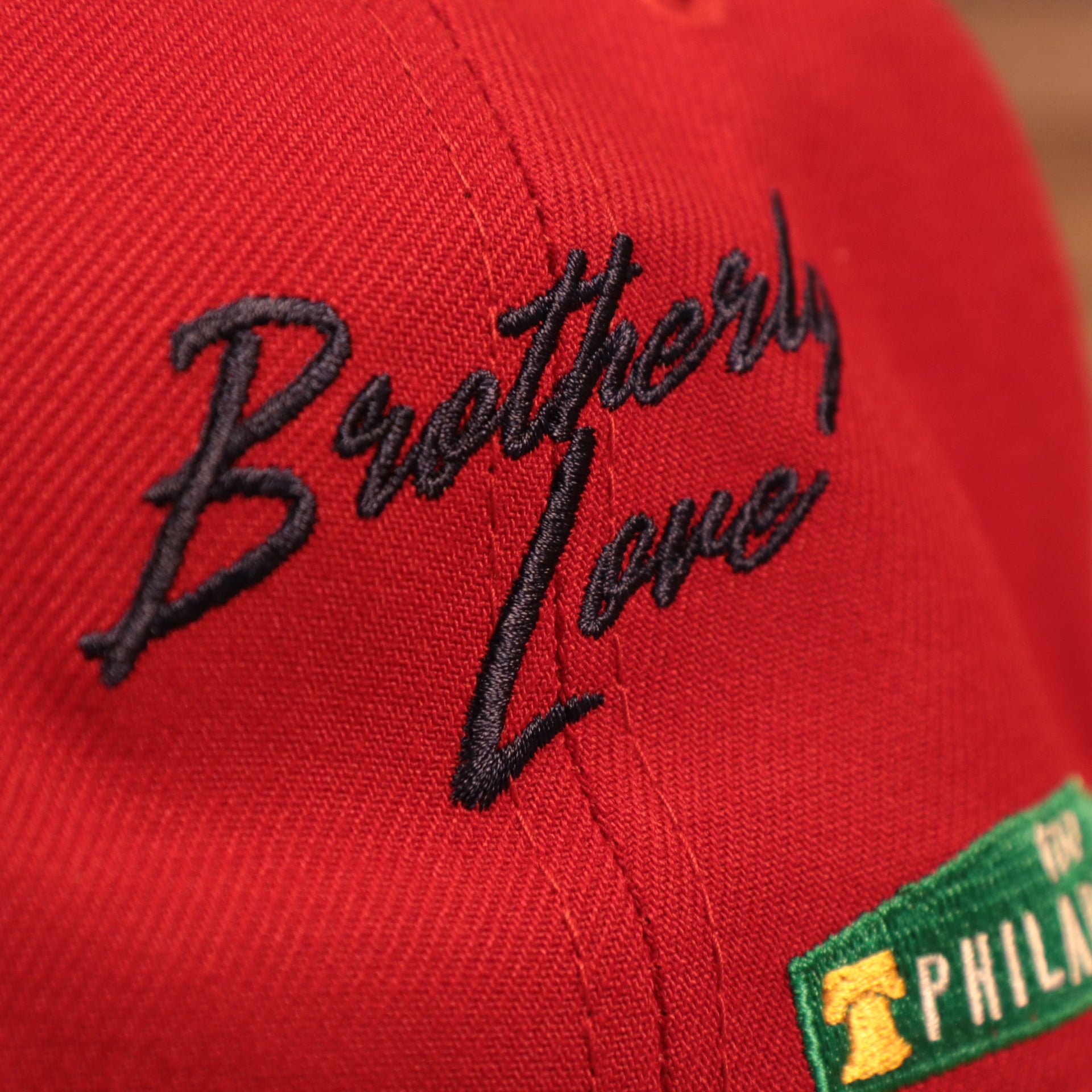 Brotherly Love script on the Philadelphia Phillies City Transit All Over Side Patch Gray Bottom 59Fifty Fitted Cap