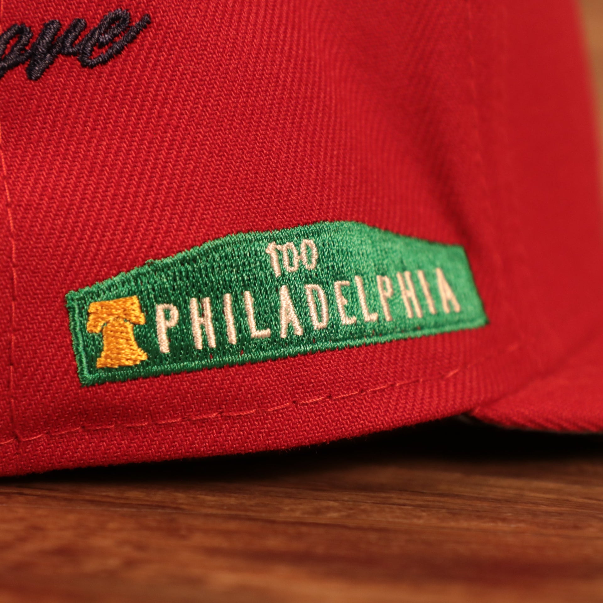 Philadelphia street sign side patch on the Philadelphia Phillies City Transit All Over Side Patch Gray Bottom 59Fifty Fitted Cap