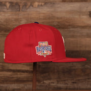 Wearer's right on the Philadelphia Phillies 1996 All Star Game Crystal Side Patch Icy Blue Bottom 59Fifty Fitted Cap