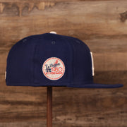 Wearer's right of the Los Angeles Dodgers 1980 All Star Game Crystal Side Patch Icy Blue Bottom 59Fifty Fitted Cap