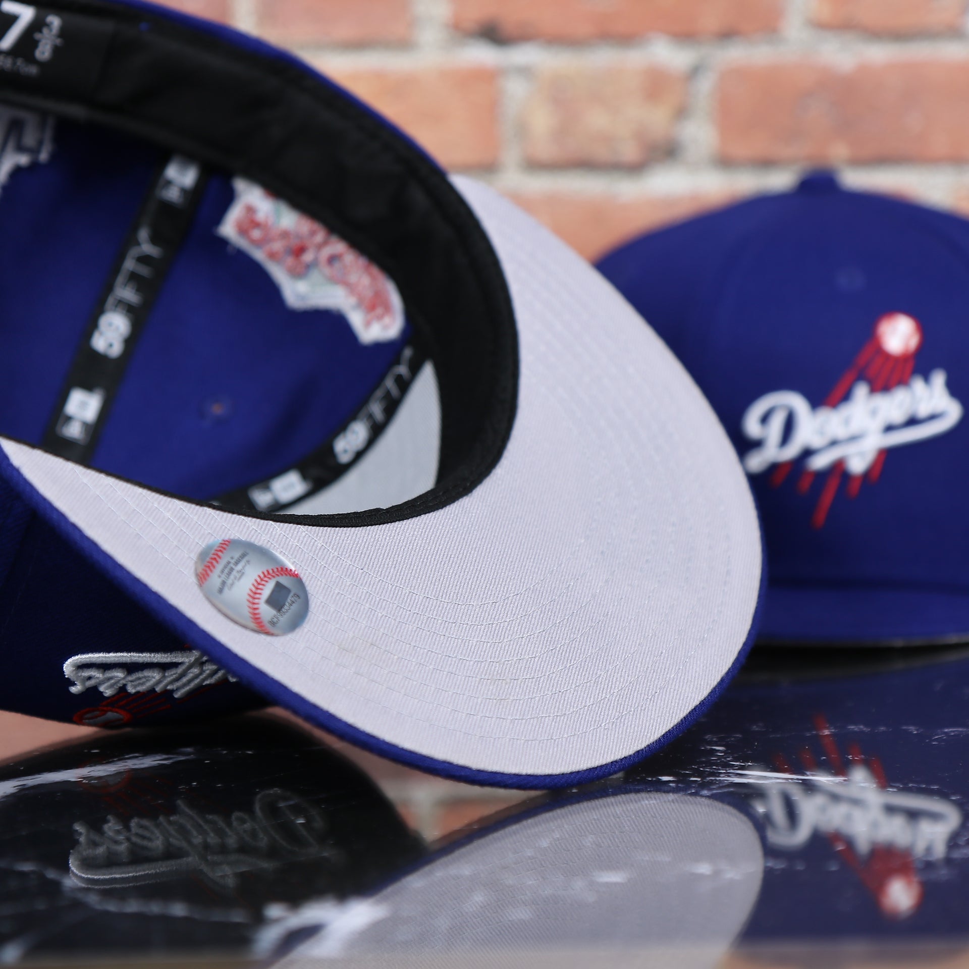 grey under visor on the Los Angeles Dodgers "Patch Pride" All Over Gray Bottom Side Patch 59Fifty Fitted Cap