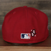 back side of the Philadelphia Phillies All Over Paisley Bandana Pattern Grey Bottom Red 5950 Fitted Cap | Bandana Paisley