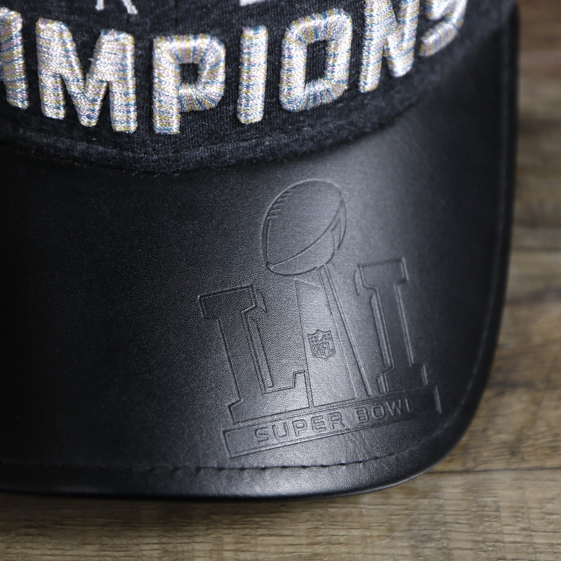 brim of the New England Patriots Locker Room Super Bowl LI Championship Trophy 9Forty Dad Hat