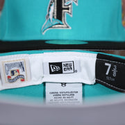 new era tag on the inside of the Florida Marlins Cooperstown 1997 World Series Side Patch Grey Bottom 59Fifty Fitted Cap | Teal