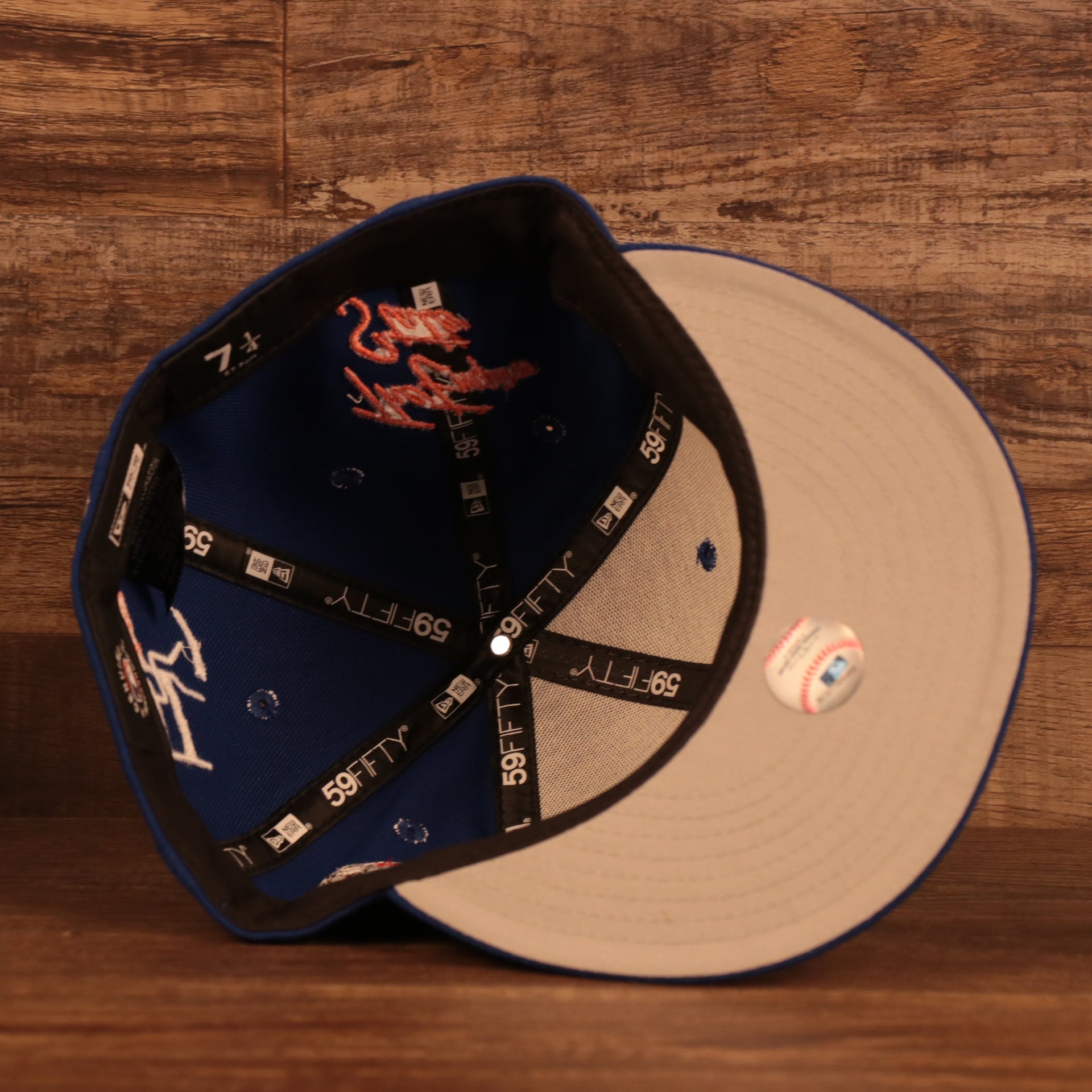 Gray bottom of the New York Mets City Transit All Over Side Patch Gray Bottom 59Fifty Fitted Cap