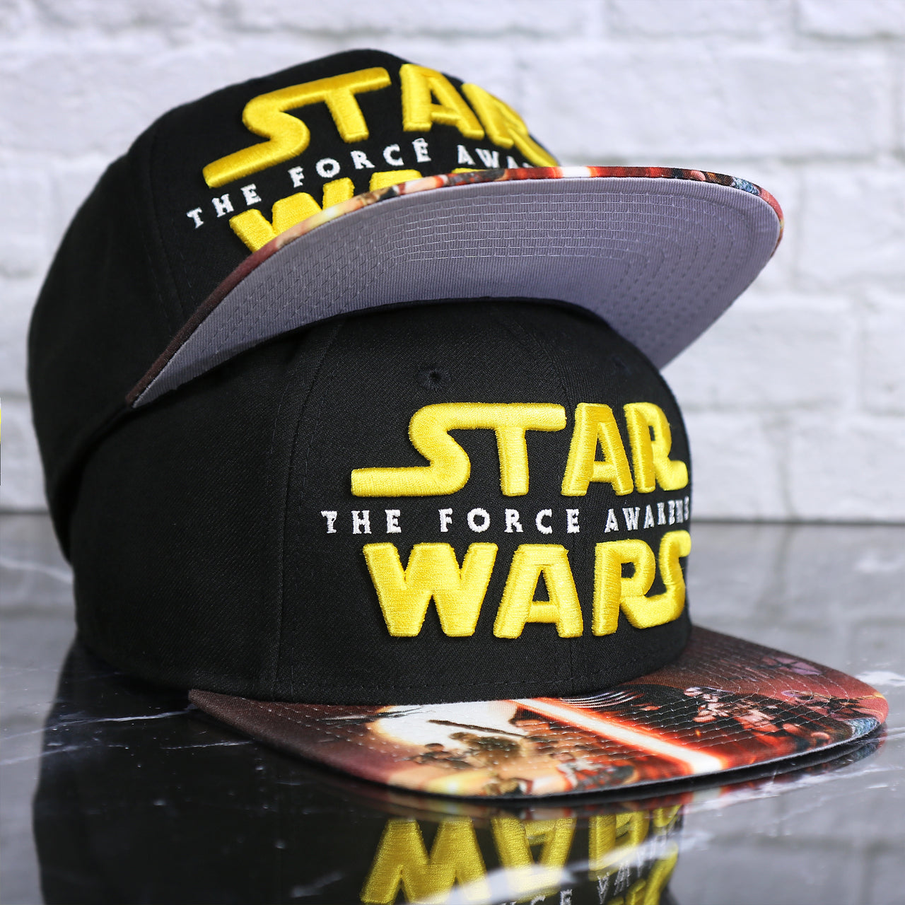 front and bottom of the Star Wars The Force Awakens Gray Bottom 9Fifty Snapback Cap | Black