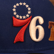 Close up 76ers logo of the Philadelphia 76ers City Transit All Over Side Patch Gray Bottom 59Fifty Fitted Cap