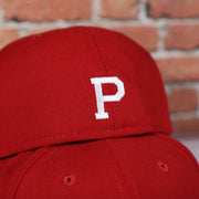 phillies logo on the Philadelphia Phillies Arched "PHILA" Lettering 59Fifty Fitted Cap | Old School Phillies Red Bottom New Era Fitted Hat