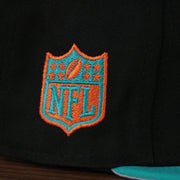 nfl logo on the Miami Dolphins 2022 NFL Draft 9Fifty Grey Bottom On-Field Snapback | Black