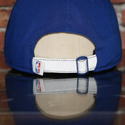 reflective adjustable strap on the Golden State Warriors NBA Draft 9Twenty Dad Hat With Suede Visor | Royal Blue Baseball Hat