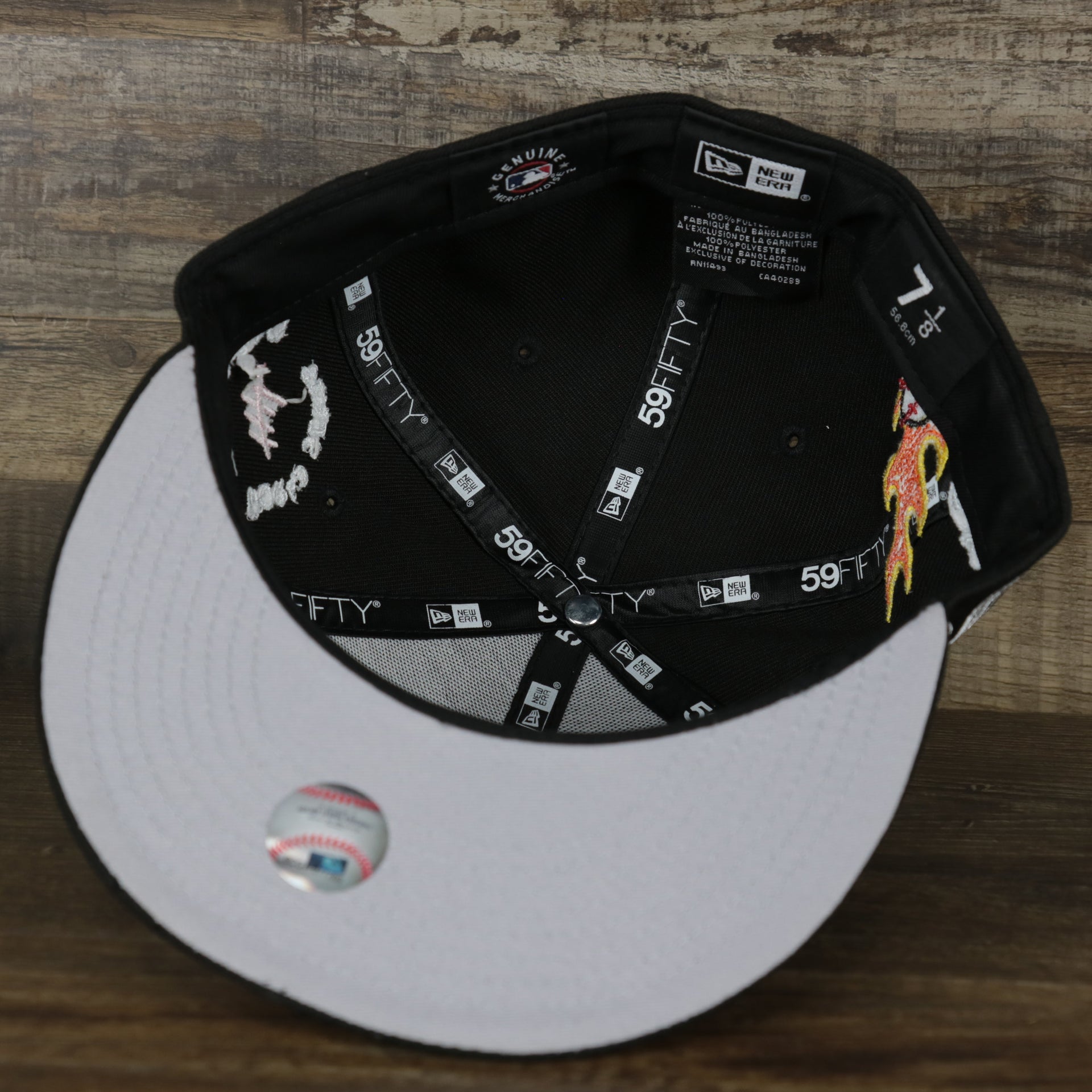The grey undervisor on the Pittsburgh Pirates “Scribble” Side Patch Gray Bottom 59Fifty Fitted Cap