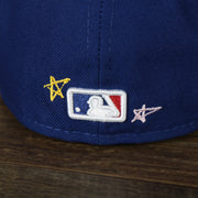 A close up of the MLB Batterman logo on the Los Angeles Dodgers “Scribble” Side Patch Gray Bottom 59Fifty Fitted Cap