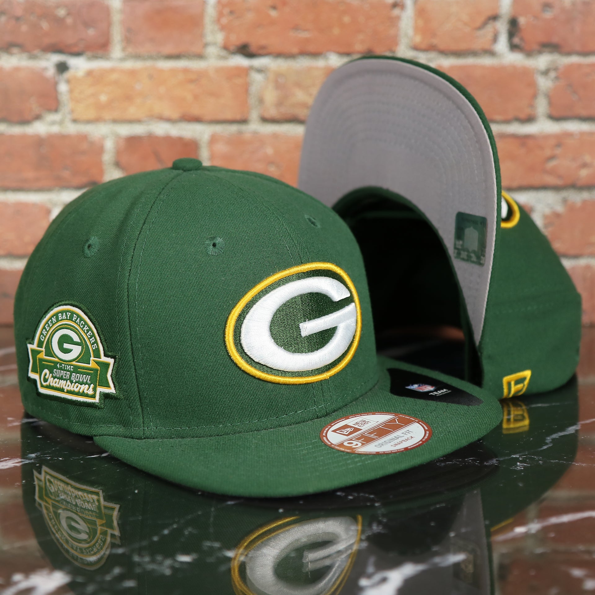 Green Bay Packers Four Time Super Bowl Champions Side Patch 59Fifty Fitted Cap | Green Fitted Cap
