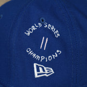 A close up of the World Series 2 Champions on the New York Mets “Scribble” Side Patch Gray Bottom 59Fifty Fitted Cap