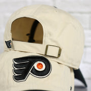 Back of the Philadelphia Flyers Natural Unstructured Crown Black Curved Brim Adjustable Dad Hat