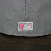 A close up of the MLB Batterman on the Philadelphia Phillies 2022 Mother’s Day On-Field 59Fifty Fitted Cap