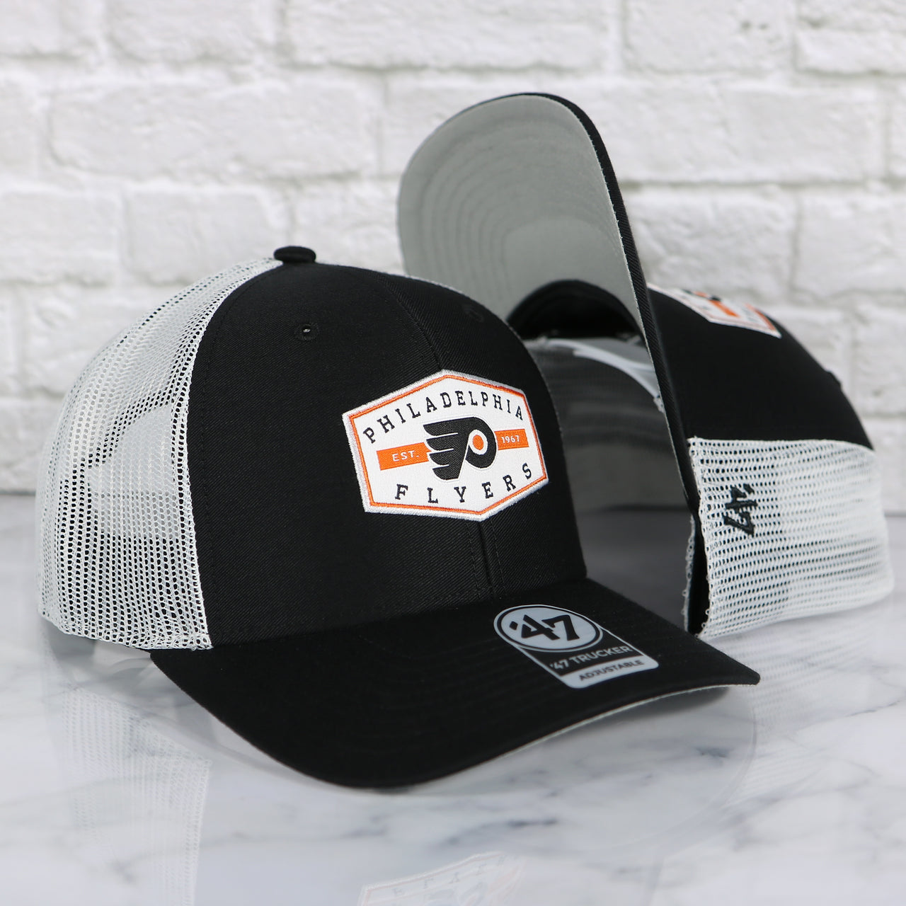 Philadelphia Flyers Est 1967 Patch Black/White Trucker Snapback Hat