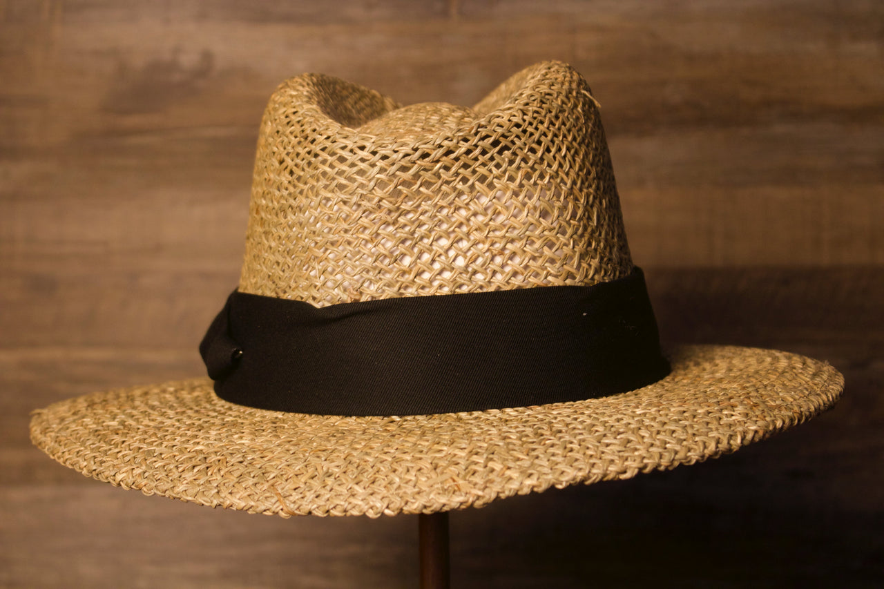 the black band continues to the back, but its blank Wildwood Hat | Wildwood New Jersey Stone Colored Straw Hat |  OSFM