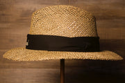 Wildwood Hat | Wildwood New Jersey Stone Colored Straw Hat |  OSFM the left side has a blank black band as well 