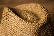 the top of this straw hat is made to look like a fedora Wildwood Hat | Wildwood New Jersey Stone Colored Straw Hat |  OSFM