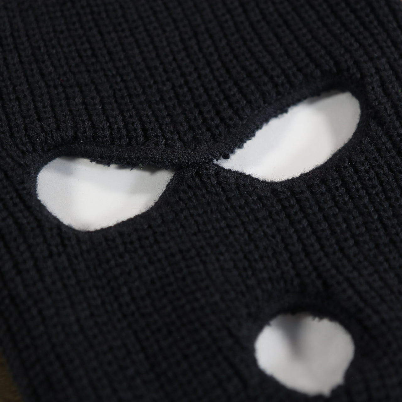 three hole of the Navy Blue Snug Fit Three Hole Balaclava | Navy Blue Knit Ski Mask