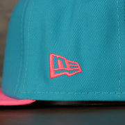 new era logo Leigh Valley Iron Pigs 2022 Coquis de Leigh Valley Copa de la Diversion On-Field Black Bottom 5950 Fitted Cap | Blue/Pink
