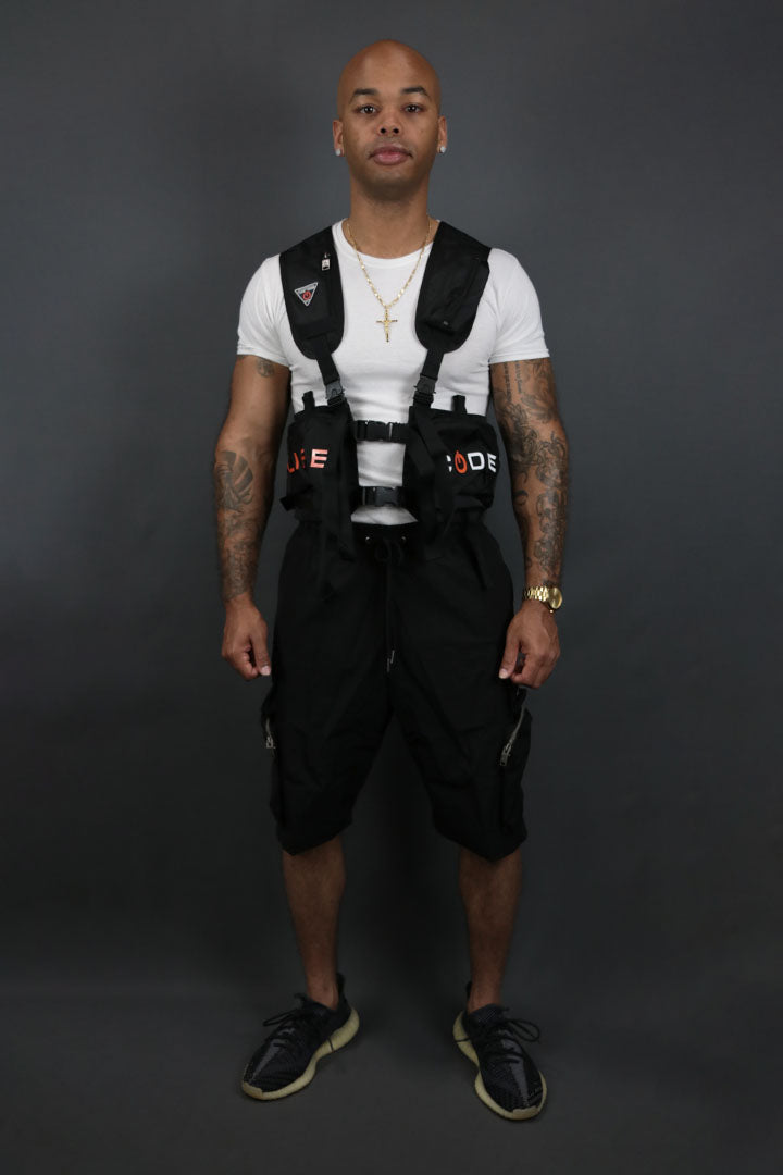 The front of the Tactical Military Backpack Streetwear Vest Life Code | Black
